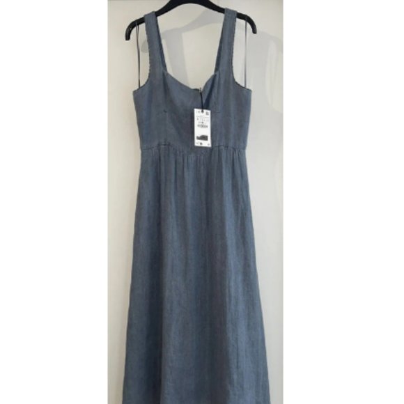 Zara Linen Midi Dress - S - Picture 4 of 5